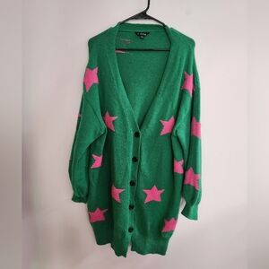 Alora Eden Green And Pink Star Cardigan